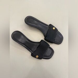 Eric Javits Black Woven Slip On Sandals